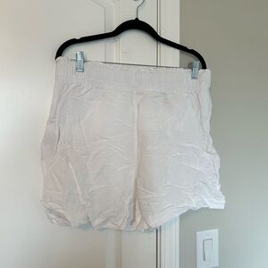 Women's Linen Blend White Shorts